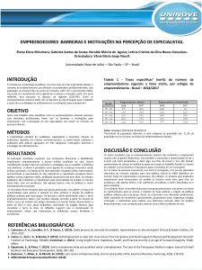 EMPREENDEDORES BARREIRAS E MOTIVAES NA PERCEPO DE ESPECIALISTAS