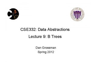 CSE 332 Data Abstractions Lecture 9 B Trees