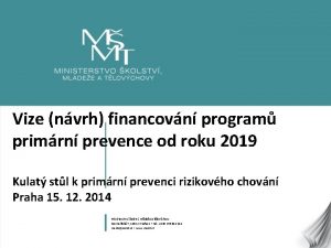 Vize nvrh financovn program primrn prevence od roku