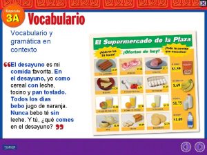 Vocabulario y gramtica en contexto El desayuno es