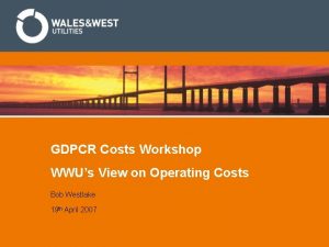 GDPCR Costs Workshop WWUs View on Operating Costs
