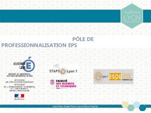 PLE DE PROFESSIONNALISATION EPS JeanMarc Bodet Pierre Lorca