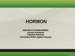 HORMON MAS BAYU SYAMSUNARNO Jurusan Perikanan Fakultas Pertanian