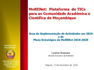 Mo RENet Plataforma de TICs para as Comunidade
