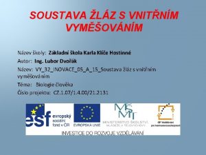 SOUSTAVA LZ S VNITNM VYMOVNM Nzev koly Zkladn