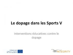 Le dopage dans les Sports V Interventions ducatives