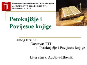 Filozofskoteoloki institut Drube Isusove Jordanovac 110 ponedjeljkom 8