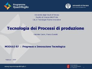 Universit degli Studi di Ferrara Facolt di Scienze