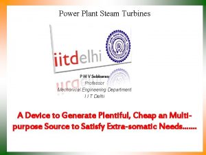 Power Plant Steam Turbines P M V Subbarao