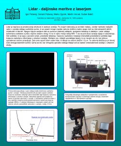 Lidar daljinske meritve z laserjem Igor Poberaj Gorazd