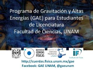 Programa de Gravitacin y Altas Energas GAE para