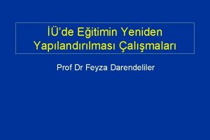 de Eitimin Yeniden Yaplandrlmas almalar Prof Dr Feyza