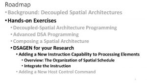 Roadmap Background Decoupled Spatial Architectures Handson Exercises DecoupledSpatial