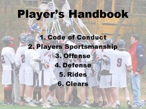 Players Handbook 1 Code of Conduct 2 Players