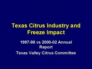 Texas Citrus Industry and Freeze Impact 1997 98