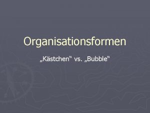 Organisationsformen Kstchen vs Bubble Gliederung 1 Einleitung und