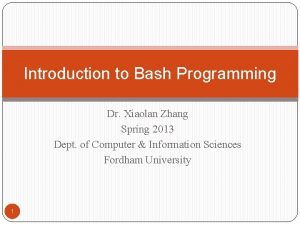 Introduction to Bash Programming Dr Xiaolan Zhang Spring