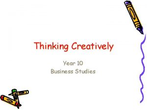 Thinking Creatively Year 10 Business Studies Learning Objectives