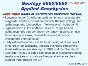 Geology 56606660 Applied Geophysics 27 Apr 2018 Last