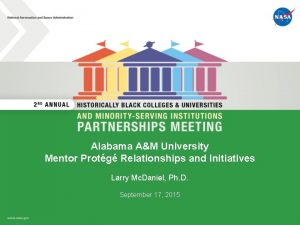 Alabama AM University Mentor Protg Relationships and Initiatives