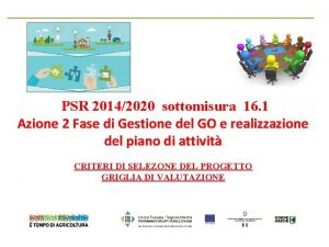 PSR 20142020 sottomisura 16 1 Azione 2 Fase