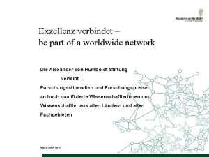 Exzellenz verbindet be part of a worldwide network