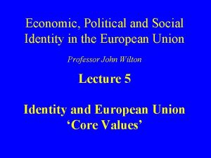 Economic Political and Social Identity in the European