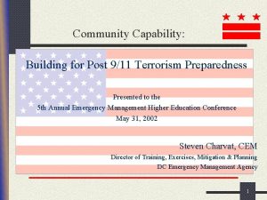 Community Capability Building for Post 911 Terrorism Preparedness