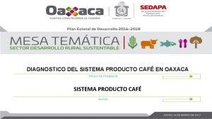 DIAGNOSTICO DEL SISTEMA PRODUCTO CAF EN OAXACA SISTEMA