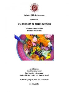 Culinaire Gilde Brabanonne Menukaart UN BOUQUET DE BELLES
