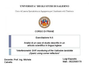 UNIVERSITA DEGLI STUDI DI SALERNO Corso di Laurea