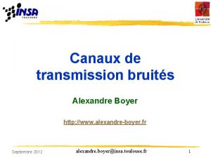 Canaux de transmission bruits Alexandre Boyer http www