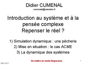 Didier CUMENAL cumenaldwanadoo fr Introduction au systme et