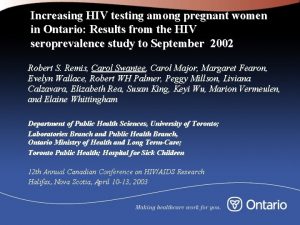 Increasing HIV testing among pregnant women in Ontario