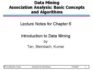 Data Mining Association Analysis Basic Concepts and Algorithms