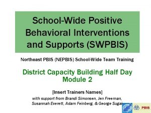 SchoolWide Positive Behavioral Interventions and Supports SWPBIS Northeast