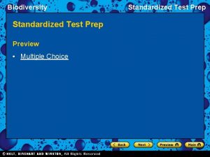 Biodiversity Standardized Test Prep Preview Multiple Choice Standardized