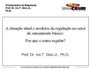 Fundamentos da Regulao Prof Dr Ivo T Gico