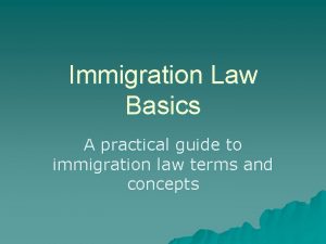 Immigration Law Basics A practical guide to immigration
