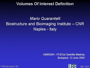 Volumes Of Interest Definition Mario Quarantelli Biostructure and