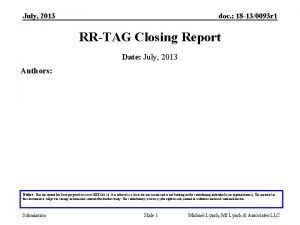 July 2013 doc 18 130093 r 1 RRTAG