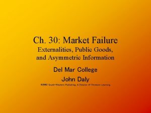 Ch 30 Market Failure Externalities Public Goods and