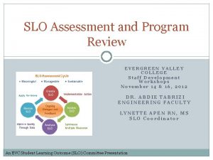 SLO Assessment and Program Review EVERGREEN VALLEY COLLEGE