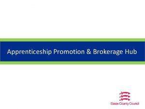 Apprenticeship Promotion Brokerage Hub What is the Hub