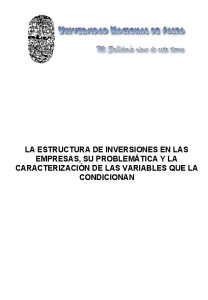 LA ESTRUCTURA DE INVERSIONES EN LAS EMPRESAS SU