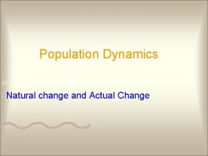 Population Dynamics Natural change and Actual Change Natural