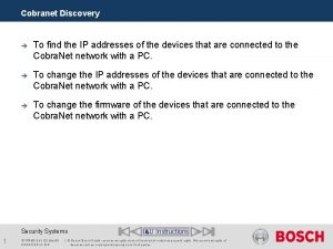 Cobranet Discovery To find the IP addresses of