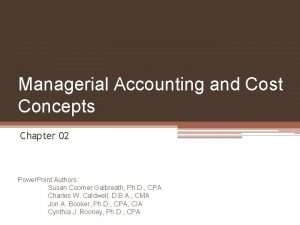 Managerial Accounting and Cost Concepts Chapter 02 Power