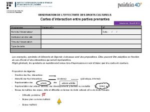 OBSERVATION DE LEFFECTIVITE DES DROITS CULTURELS Cartes dinteraction