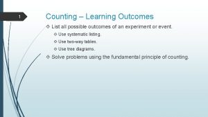 1 Counting Learning Outcomes List all possible outcomes